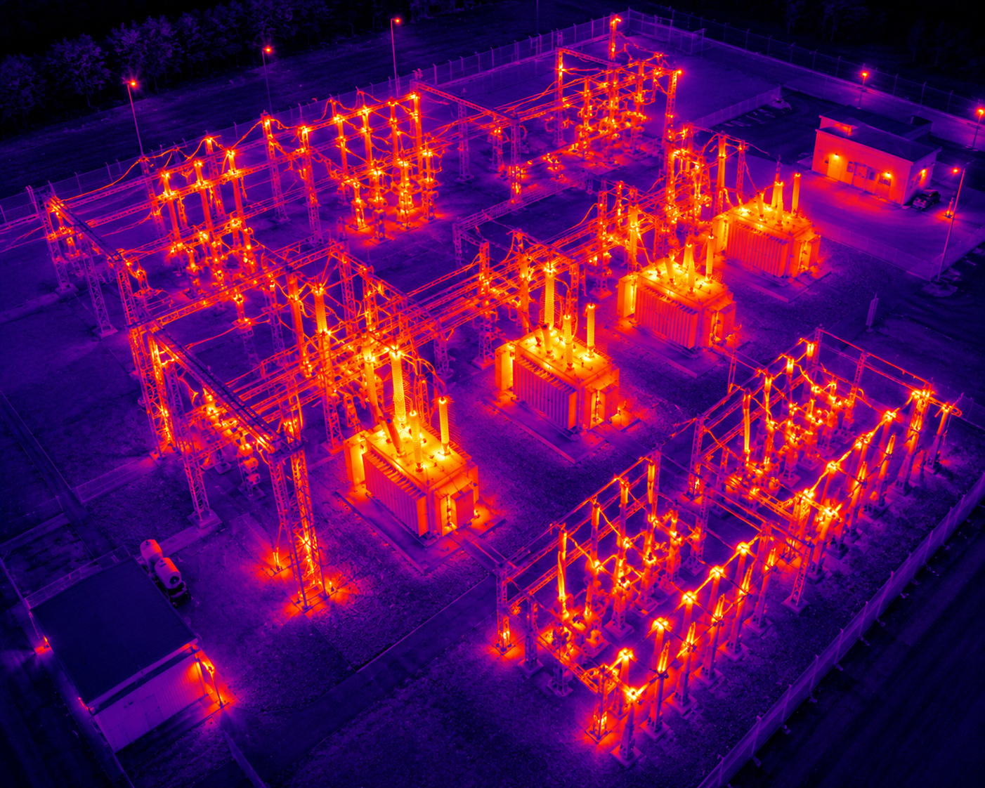 Infrared aerial inspection of electrical substation and power distribution equipment