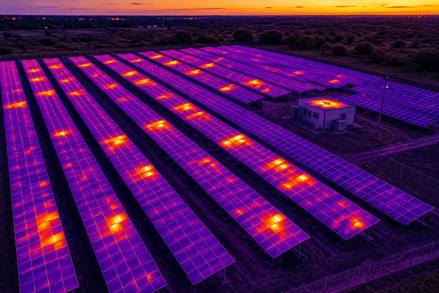 Thermal imaging services Houston solar farm inspection using drone infrared technology