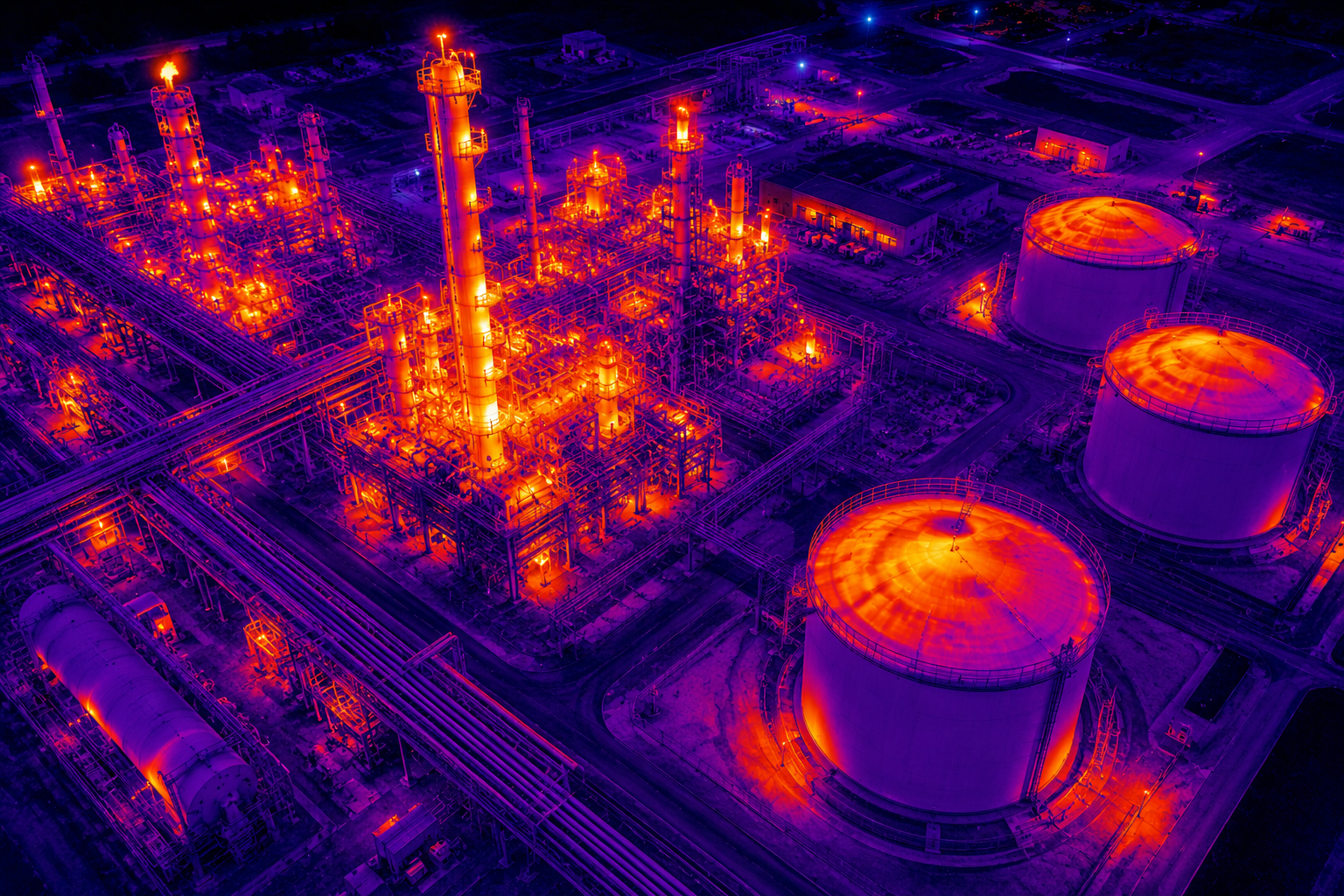Thermal imaging services Houston refinery inspection using UAV infrared technology