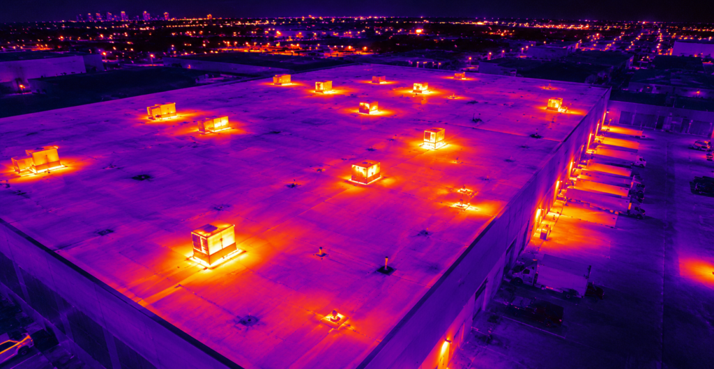 Thermal imaging services Houston drone infrared roof inspection at commercial property